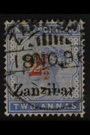 1895-98 PROVISIONAL  "2½" On 2a Pale Blue, SG 27, Fine Used. For More Images, Please Visit Http://www.sandafayre.com/ite - Zanzibar (...-1963)