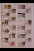 ON PIECE POSTMARKS COLLECTION.  1854-1901. An Interesting Collection Presented In A Stock Book, Haphazardly Presented (g - Other & Unclassified