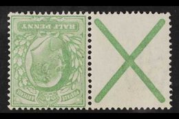 1902-10  ½d Yellowish-green, Watermark Inverted, In A Horizontal Pair With St Andrews Cross, SG 218aw, Part Of The Bookl - Unclassified