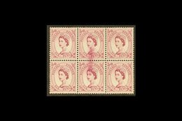 WILDINGS PRINTING FLAW  1955-58 6d Reddish-purple, SG 548, Block Of Six Showing A Dramatic Central Printing Flaw Vertica - Other & Unclassified