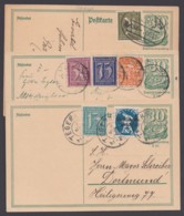 P 140, 3 Bedarfskarten Mit Zusatzfrankatur, Versch. Portoperioden - Briefkaarten