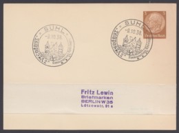 PP 122 B 7/08, Sst "Suhl, Thüposta 2", 9.10.38 - Private Postal Stationery