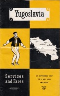 1957/58 BRITISH RAILWAYS TIMETABLE YUGOSLAVIA - Europe