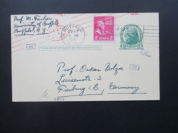 USA 1941 Zensurbeleg GA Mit ZuF Mehrfachzensur OKW Buffalo - Freiburg Social Philately Dr. Oskar Bolza Mathematiker - Covers & Documents