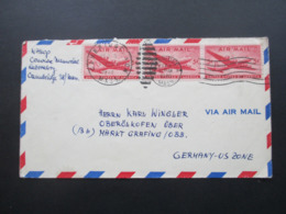 USA 1948 Flugpostmarke Nr. 549 MeF Mit Drei Marken!! Cambridge Mass - Germany US Zone Via Air Mail - Cartas