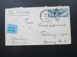 USA 1940 Luftpost / Trans Atlantic Air Mail Zensurbeleg OKW Nach Freiburg Aufkleber Par Avion / By Air Mail - Covers & Documents