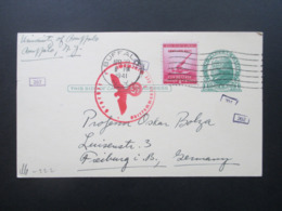 USA 1941 Zensurbeleg GA Mit ZuF Mehrfachzensur OKW Buffalo - Freiburg Social Philately Dr. Oskar Bolza Mathematiker - Lettres & Documents