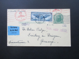 USA 1941 Air Mail Zensurbeleg GA Mit ZuF Mehrfachzensur OKW Stowe-Freiburg Social Philately Dr. Oskar Bolza Mathematiker - Storia Postale