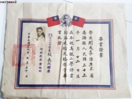 CHINA TAÏWAN GRAND DIPLOME TCHANG KAÏ-CHEK CHINE 38 X 30 Cm Degree Graduate Asie - Taiwán