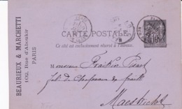 Carte Sage 10 Noir G3 Oblitérée à Destination De Mestrich Repiquage Beaurieux Et Marchetti - Cartoline Postali Ristampe (ante 1955)