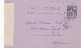 Carte Sage 10 Noir G4 Oblitérée à Destination D'Italie Repiquage A. Vincentius - Cartoline Postali Ristampe (ante 1955)