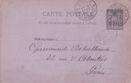 Carte Sage 10 Noir G4 Oblitérée Repiquage A. Basset - Cartoline Postali Ristampe (ante 1955)