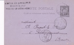 Carte Sage 10 Noir G4 Oblitérée Repiquage Comptoir Des Quincailleries Réunies De L'est - Cartoline Postali Ristampe (ante 1955)