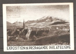 Sur Carte Postale  Expo Philatelique LA MURE  1936  20 C Semeuse  Oblit LA MURE ISERE + Cachet Expo /n° 90 Sur 100 - Other & Unclassified