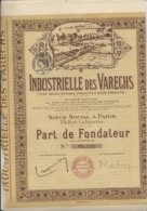 INDUSTRIELLE DES VARECHS - 4 PARTS DE FONDATEURS  - 1917 - Agriculture