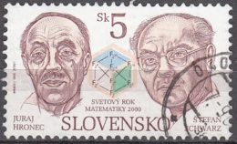 Slovensko 2000 Michel 365 O Cote (2009) 0.30 Euro Mathématiciens Juraj Hronec & Stefan Schwarz Cachet Rond - Used Stamps