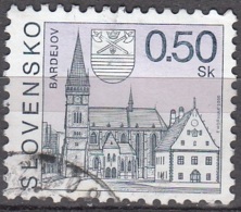 Slovensko 2000 Michel 363 O Cote (2009) 0.20 Euro Eglise Et Mairie De Bardejov Cachet Rond - Gebruikt