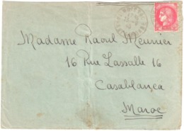 MOISSAC Tarn Et Garonne Ob 1940 Lettre Dest Casablanca Maroc Arrivée Au Verso Entête Coupée 2F Cérès Yv 373 - Storia Postale