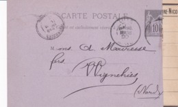 Carte Sage 10 C Noir G4 Oblitérée Repiquage Sorlin Miniscloux - Overprinter Postcards (before 1995)