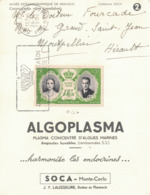 MONACO - COLLECTION SOCA - ALGOPLASMA - PLASMA CONCENTRE D'ALGUES MARINES - 1956 - THEMATIQUE POISSON. - Cartas & Documentos