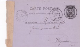 Carte Sage 10 C Noir G4 Oblitérée Repiquage E Nicodème - Overprinter Postcards (before 1995)