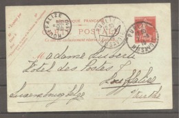 Entier  10 C Semeuse  Oblit   PUBLIER   Haute Savoie   1910  Pour Le Luxembourg - 1877-1920: Semi Modern Period