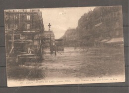 Sur Carte Postale  De PARIS Inondation  10 C Semeuse  1910   Pour L Italie - 1906-38 Semeuse Con Cameo