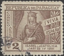 PARAGUAY 1952 Air. 500th Birth Anniversary Of Isabella The Catholic - 2g Isabella The Catholic FU - Paraguay