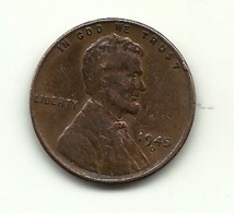 1945 - Stati Uniti 1 Cent   D    ------ - 1909-1958: Lincoln, Wheat Ears Reverse