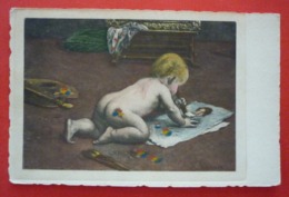 NAKED BOY DRAWING , AUSTRIAN ART POSTCARD - Dibujos De Niños