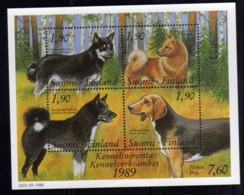 SUOMI FINLAND FINLANDIA 1989 DOGS CANI BLOCK SHEET BLOCCO FOGLIETTO MNH - Blocchi E Foglietti