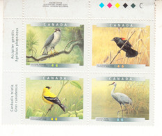 CANADA- 1999- Canadian Birds- MNH Block (Northern Goshawk,  Red-winged Blackbird, American Goldfinch, Sandhill Crane) - Blocs-feuillets