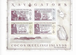 Cocos  Bloc Feuillet N° 9** Navigateurs Visiteurs Des Iles - Kokosinseln (Keeling Islands)