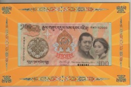 BHUTAN  100 Ngultrum     P35   2011 "Royal Wedding" Commemorative  Issue  With Folder - Bhután