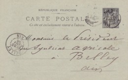 Carte Sage 10 C Noir G10 Oblitérée Repiquage Agriculteurs De France - Overprinter Postcards (before 1995)