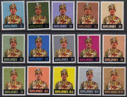 J0015 BRUNEI 1975, SG 219-33  Sultan Sir Hassanal Volkiah Definitives MNH (no 4c) - Brunei (1984-...)