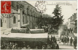 CPA Saint-Clar 32. Promenade De L'église Et Rue Maignant, Animée - Other Municipalities