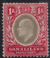 Somaliland 1905 - 11 KEV11 1 Anna Grey Black & Red MM SG 46 ( C503 ) - Somaliland (Herrschaft ...-1959)