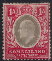 Somaliland 1905 - 11 KEV11 1 Anna Grey Black & Red MM SG 46 ( C503 ) - Somalilandia (Protectorado ...-1959)