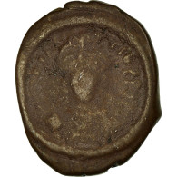 Monnaie, Maurice Tibère, Demi-Follis, 590-591, Thessalonique, B+, Cuivre - Byzantinische Münzen