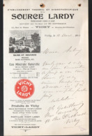 Vichy (03 Allier)   Lettre à Entête ETABL THERMAL DE LA SOURCE LARDY  1911.. (PPP20588) - Advertising