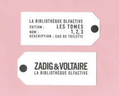 Cartes Parfumées Carte LA BIBLIOTHÈQUE OLFACTIVE TOME 1 2 3  De ZADIG&VOLTAIRE RECTO VERSO - Modernes (à Partir De 1961)