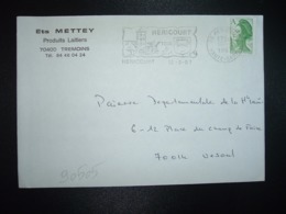 LETTRE TP LIBERTE A VERT OBL.MEC.16-3 1987 70 HERICOURT HAUTE-SAONE + Ets METTEY Produits Laitiers - Otros & Sin Clasificación