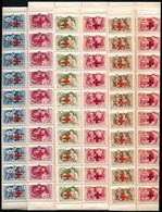 ** 1957 Vöröskereszt 100 Sor Hajtott Teljes ívekben (90.000) / Mi 1482-1487 Folded Complete Sheets Of 100 (gyártási Ránc - Altri & Non Classificati