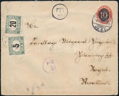 1915 Levél Dániából Zágrábba 5f + 20f Portóval - Other & Unclassified