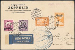 1931 Zeppelin Magyarországi Körrepülés Levelezőlap Zeppelin 1P Bélyeggel, Debreceni Ledobással - Altri & Non Classificati