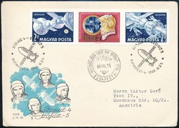 1969 Szojuz 4-5 Vágott Hármascsík FDC-n - Other & Unclassified