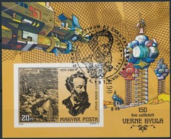 O 1978 Fantasztikum Az űrkutatásban Verne Vágott Blokk (5.000) (bal Felső Saroknál Kis Törés) - Autres & Non Classés