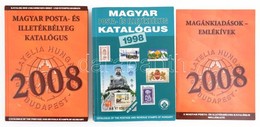 2 Klf Magyar Posta- és Illetékbélyeg Katalógus 1998 + 2008 + Emlékív Füzet 2008 + 4 Db Használt Régi Előnyomott Világalb - Autres & Non Classés