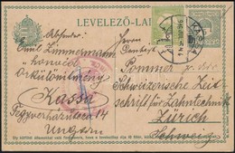 1916 Díjjegyes Levelezőlap 5f Turul Bélyeggel Zürichbe - Andere & Zonder Classificatie